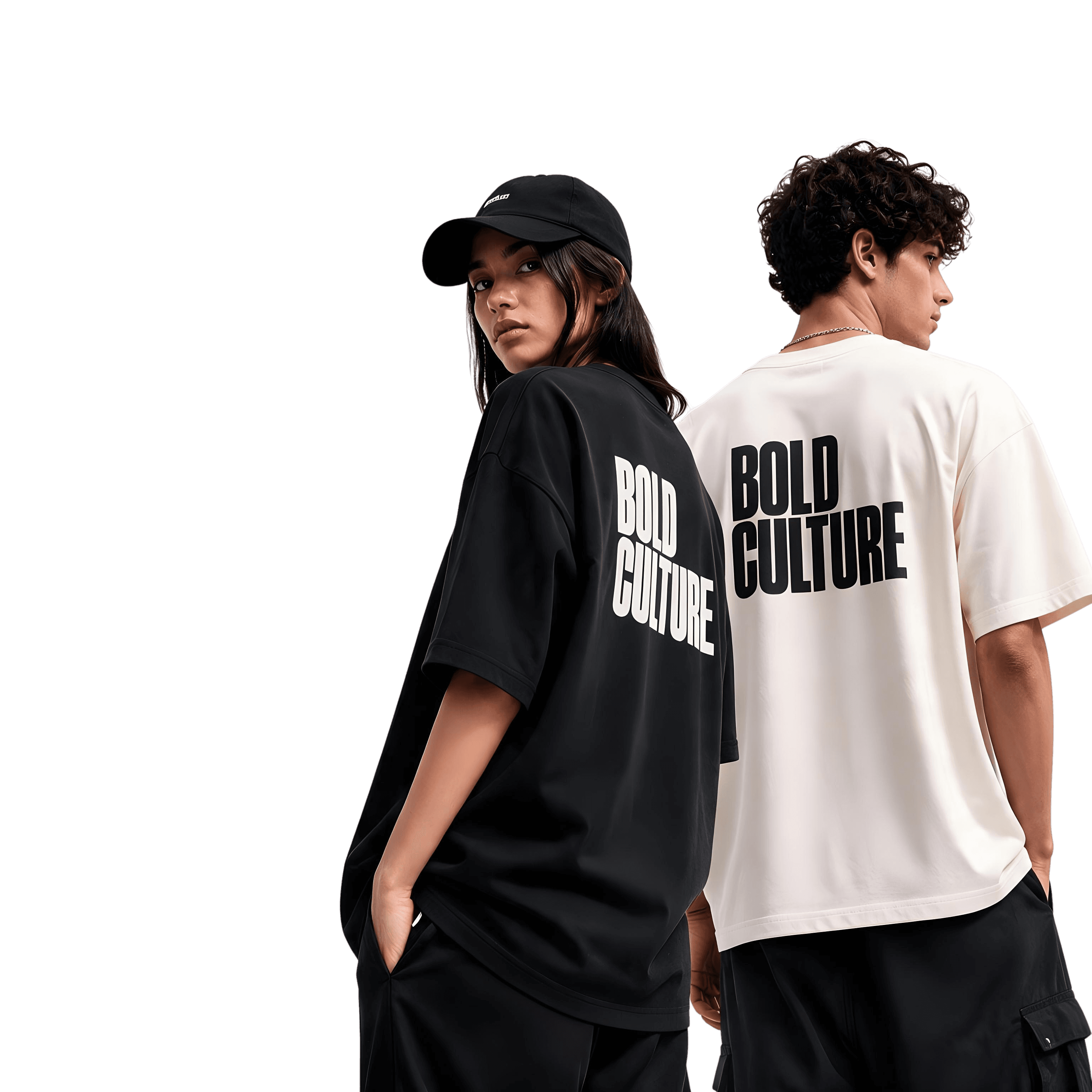 Modelo vestindo camiseta oversized Bold Culture